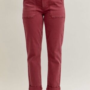 Judy Blue Women's Cropped Jeans in Deep Red. NWT